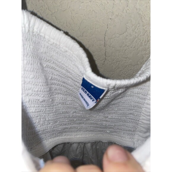 Old Navy White Babydoll Embroidered Swiss Flutter Sleeve Tie Back Blouse S Boho - Picture 7 of 11